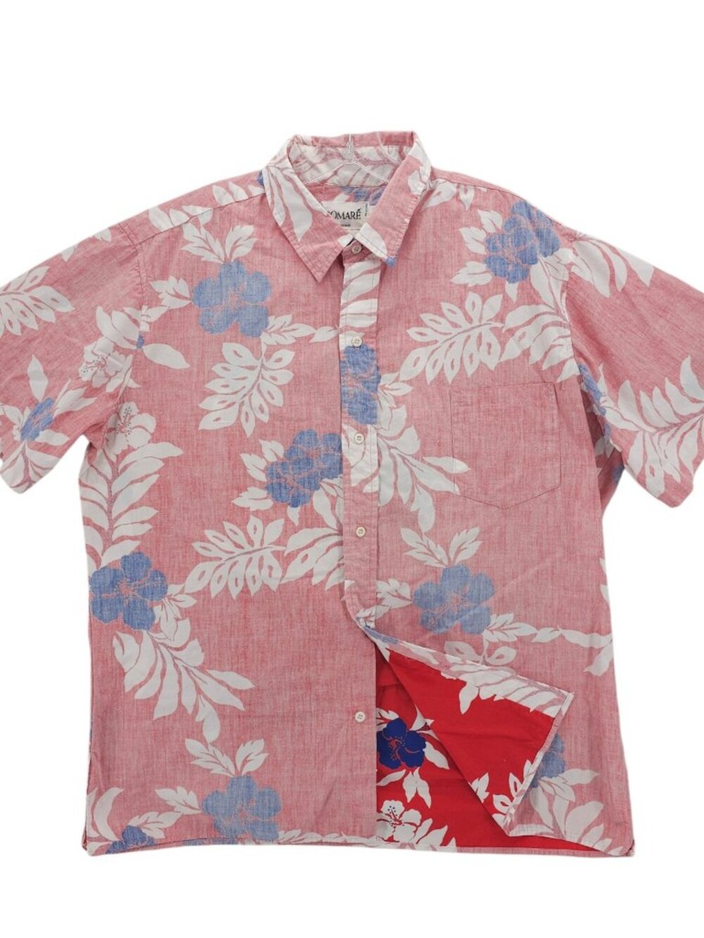 POMARE Hawaiian Shirt Reverse Print Floral Leaves Size XL